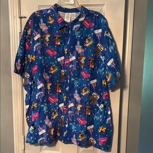 Disney Joey Chou Baby Mickey on Magic Kingdom Rides Blue Short Sleeve Shirt